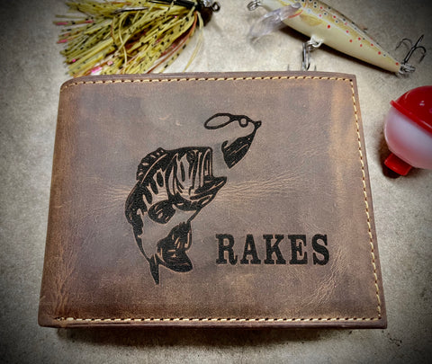 FiSHING BIFOLD DISTRESSED LEATHER WALLET