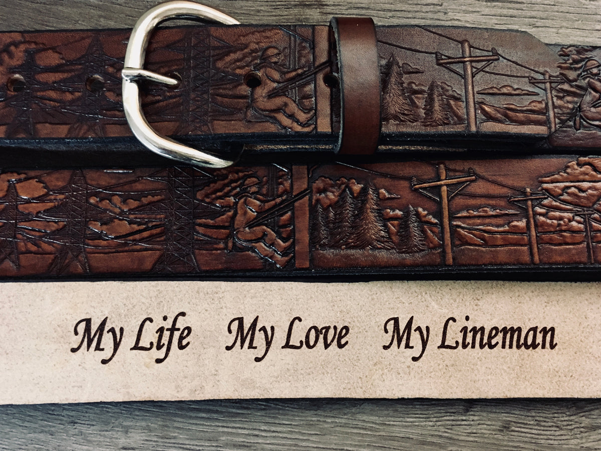 Handmade Lineman Leather Belt - Personalized Full-Grain Leather