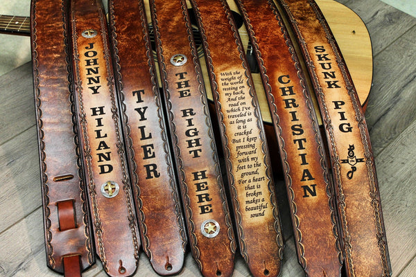 Personalized Leather Guitar Straps by Miller's Leather Shop