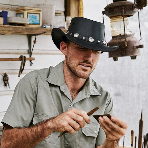 Buffalo Nickel Leather Outback Hat