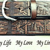 Lineman Hand Tooled Leather Belt - Full Grain Cowhide | Miller's Leath