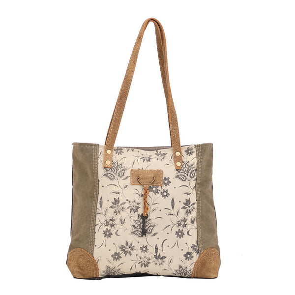 Unique Key Tote in Leather and Canvas by Myra Bag (1522)