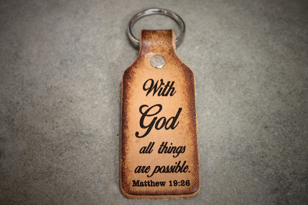 Personalized Christian Leather Keychain - Engraved