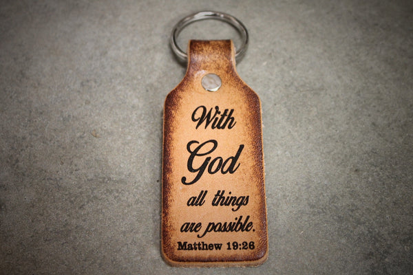 Personalized Christian Leather Keychain - Engraved